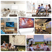 100inch 120inch Options Projector Screen With Stand 4K HD Rear Front Wrinkle-Free Portable And Foldable Movie Screen With Carry Bag For Indoor Outdoor Home Theater Backyard Cinema